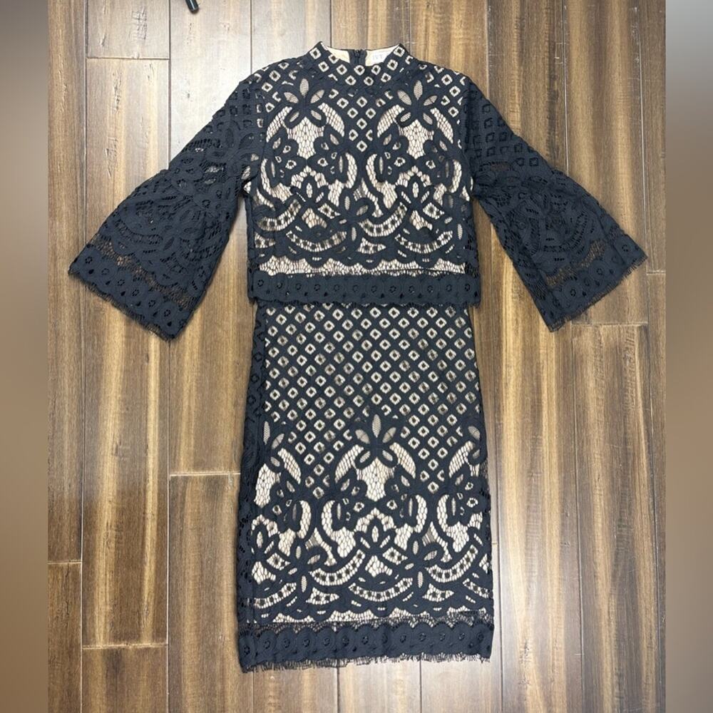 Ivy City Co Black Lace Long Sleeve Dress